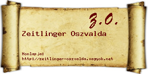 Zeitlinger Oszvalda névjegykártya